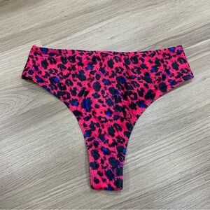 Plus High Waisted Animal Print Thong Bikini Bottoms